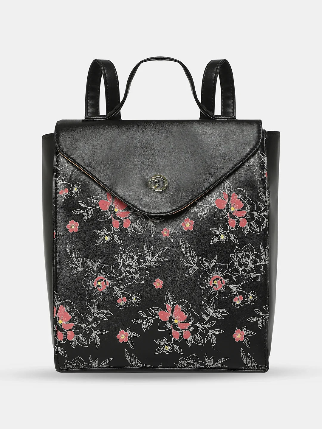 Caprese Snow Backpack Medium Printed Women'S Bag Black