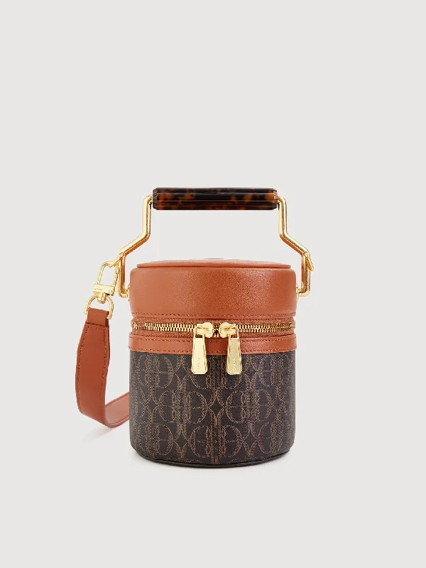 women's bucket bag with wide opening -La Luna Monogram Mini Bucket Bag